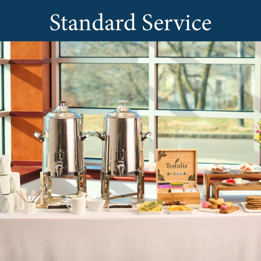 Standard Service catering image showing buffet with coffee urns and tea